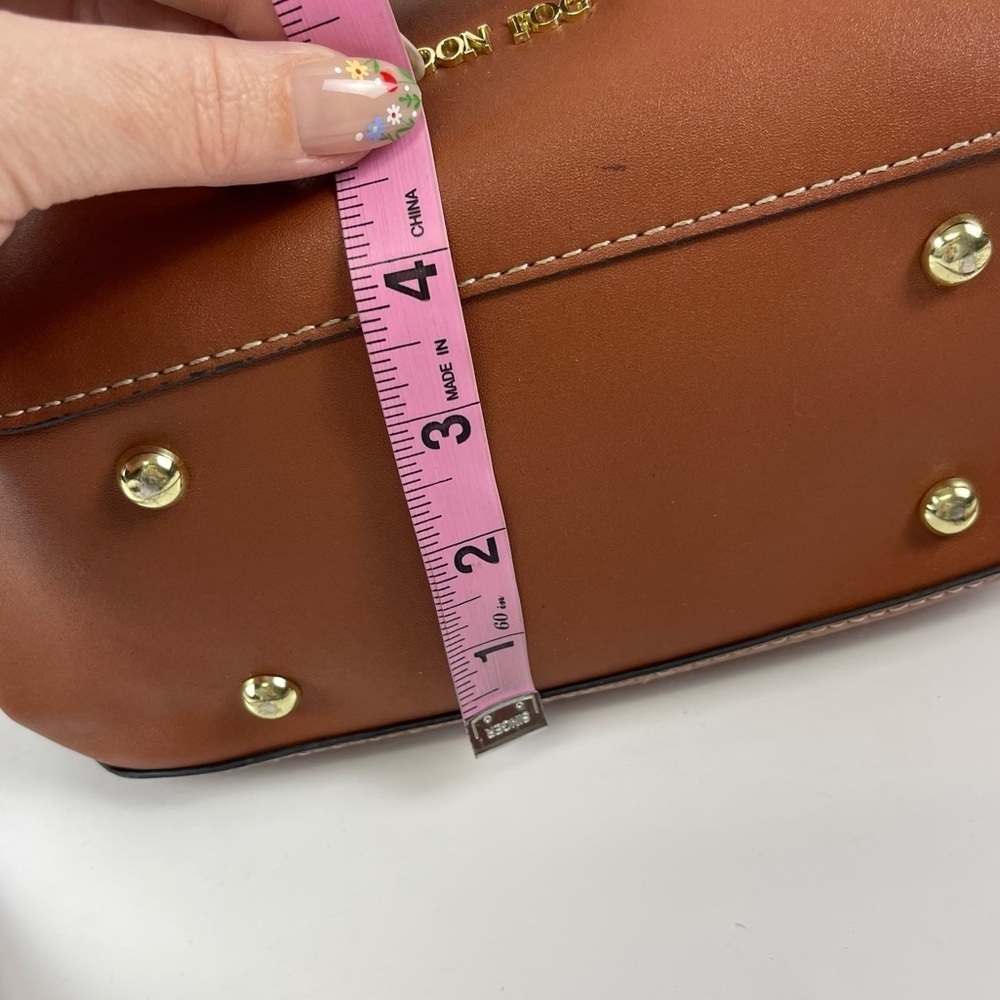 London Fog Satchel Tan Cognac Color Crossbody Multiple Pockets Sections - Picture 12 of 14